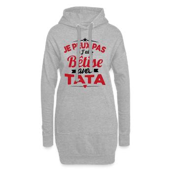 Je Peux Pas J'ai Bêtise Avec Tata - Sweat-shirt à capuche long Femme - gris chiné - Devant