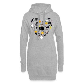 Halloween Herz - Hoodie-Kleid - Grau meliert - Vorne