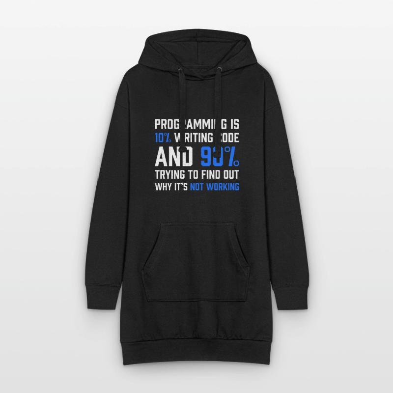 "Programmierung ist 10% Code schreiben" Geschenkprogrammierer Hoodie-Kleid