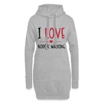 J’adore la marche nordique - Sweat-shirt à capuche long Femme - gris chiné - Devant