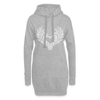Ailes de coeur Amour - Sweat-shirt à capuche long Femme - gris chiné - Devant