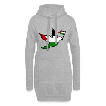 Free palestine - Sweat-shirt à capuche long Femme - gris chiné - Devant