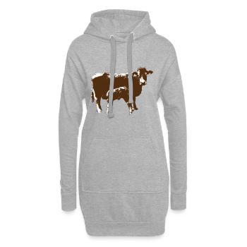Kuh mit Kalb - Hoodie-Kleid - Grau meliert - Vorne