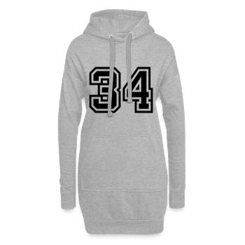 34 Zahl symbol - Hoodie-Kleid - Grau meliert - Vorne