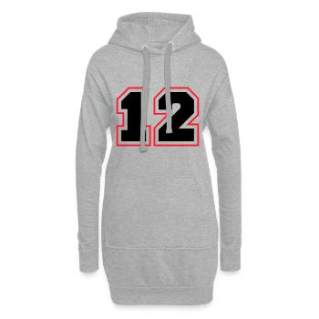 12 symbole de nombre - Sweat-shirt à capuche long Femme - gris chiné - Devant