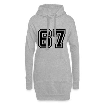 67 Zahl Symbol - Hoodie-Kleid - Grau meliert - Vorne