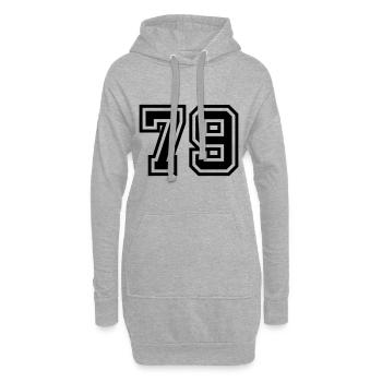 Symbole numérique 79 - Sweat-shirt à capuche long Femme - gris chiné - Devant