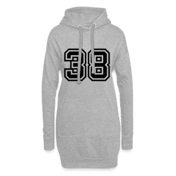Symbole numérique 38 - Sweat-shirt à capuche long Femme - gris chiné - Devant