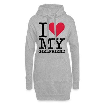I Love My Girlfriend - Sweat-shirt à capuche long Femme - gris chiné - Devant