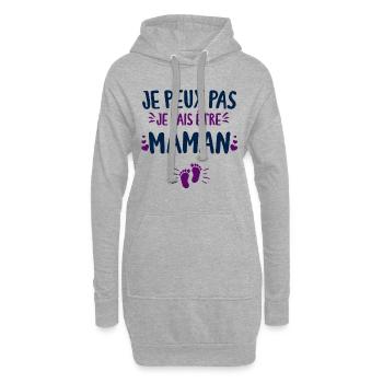 Je Peux Pas Je Vais Etre Maman Annonce Grossesse - Sweat-shirt à capuche long Femme - gris chiné - Devant