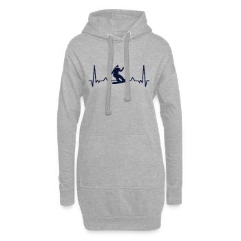 Femme de cadeau de battement de coeur de fille de snowboard - Sweat-shirt à capuche long Femme - gris chiné - Devant
