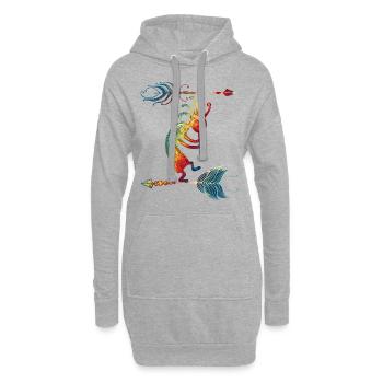Native American Kokopelli With Two Feathers 1 - Sweat-shirt à capuche long Femme - gris chiné - Devant