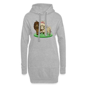 Pferdeliebe - Comic mit Pferdepaar - Hoodie-Kleid - Grau meliert - Vorne