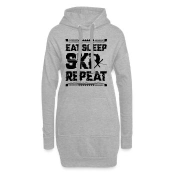 Eat Sleep Ski Repeat - Hoodie-Kleid - Grau meliert - Vorne