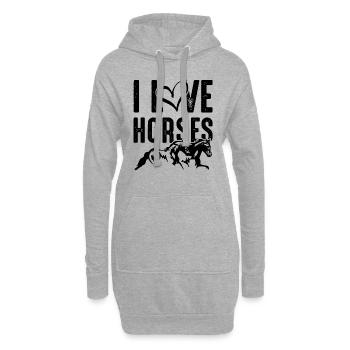 J’adore les chevaux - Sweat-shirt à capuche long Femme - gris chiné - Devant