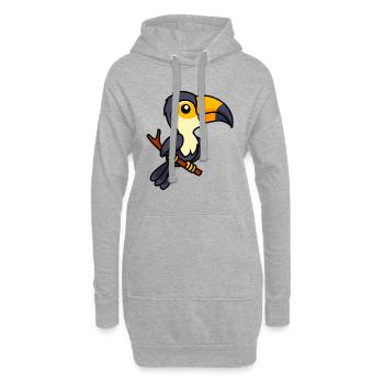 Tukan Comic Animal - Sweat-shirt à capuche long Femme - gris chiné - Devant