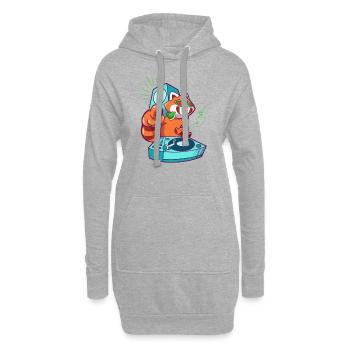 Cartoon Roter Panda DJ am Turntable - Hoodie-Kleid - Grau meliert - Vorne