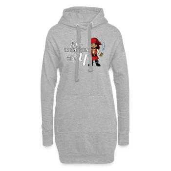 Geburtstagsshirt Pirat - 4 Geburtstag Mädchen - Hoodie-Kleid - Grau meliert - Vorne