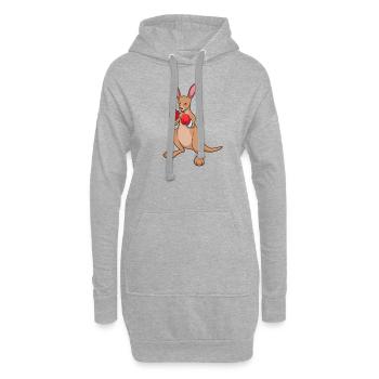 Mit Boxhandschuhen - Cartoon Känguru Boxer - Hoodie-Kleid - Grau meliert - Vorne