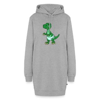 Kawaii Bébé TREX - Sweat-shirt à capuche long Femme - gris chiné - Devant