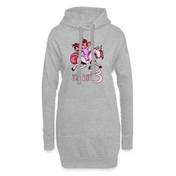 Geburtstagsshirt Einhorn - 3 Geburtstag Mädchen - Hoodie-Kleid - Grau meliert - Vorne