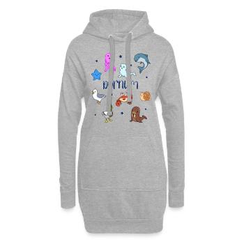 Süße Tiere in Dornum - Hoodie-Kleid - Grau meliert - Vorne