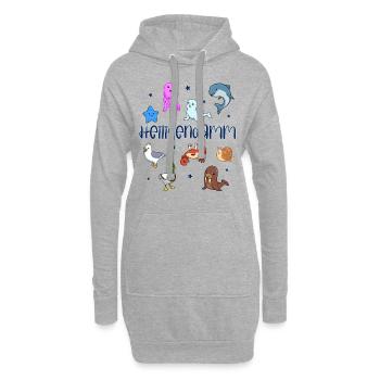 Süße Tiere in Heiligendamm - Hoodie-Kleid - Grau meliert - Vorne