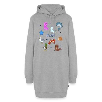 Süße Tiere in Poel - Hoodie-Kleid - Grau meliert - Vorne