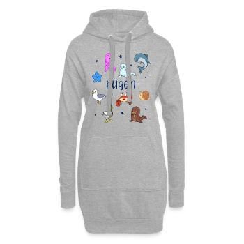 Süße Tiere in Rügen - Hoodie-Kleid - Grau meliert - Vorne