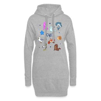 Süße Tiere in Sylt - Hoodie-Kleid - Grau meliert - Vorne