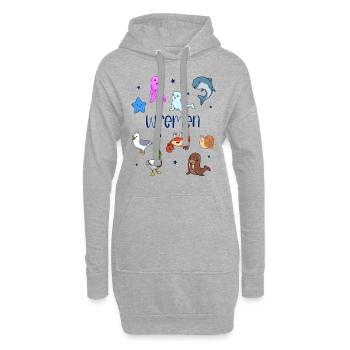 Süße Tiere in Wremen - Hoodie-Kleid - Grau meliert - Vorne