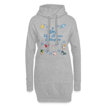 Meine Lieblingstiere in Binz - Hoodie-Kleid - Grau meliert - Vorne