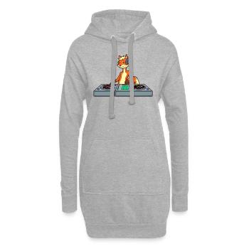 Cartoon Fuchs DJ am Turntable - Hoodie-Kleid - Grau meliert - Vorne