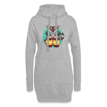 Comic Lemur spielt Percussion - Hoodie-Kleid - Grau meliert - Vorne