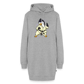 Comic Pinguin macht Karate - Hoodie-Kleid - Grau meliert - Vorne