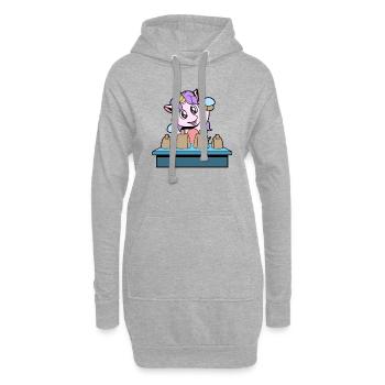 Comic Unicorn joue aux cloches de vache - Sweat-shirt à capuche long Femme - gris chiné - Devant