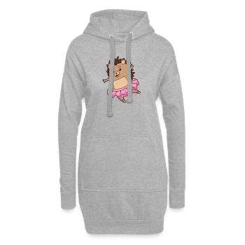 Comic Hedgehog Dances Ballet - Ballerine - Sweat-shirt à capuche long Femme - gris chiné - Devant