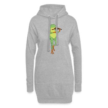 Comic Frog Plays Violin - Hoodie Dress - heather grey - Front