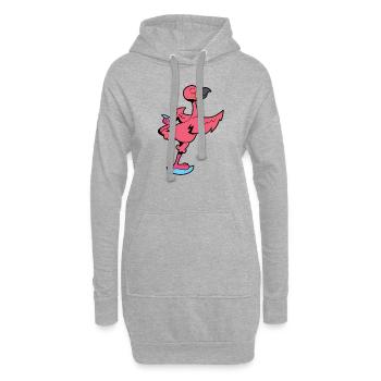 Flamingo fährt Schlittschuh - Eiskunstlauf - Hoodie-Kleid - Grau meliert - Vorne