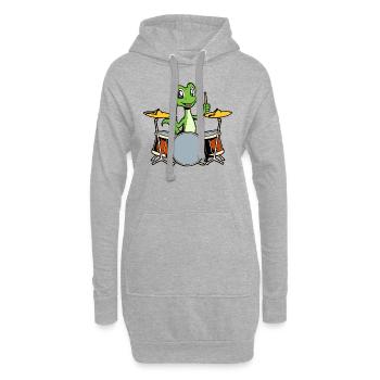 Comic Gecko Schlagzeuger - Hoodie-Kleid - Grau meliert - Vorne