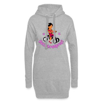 Mädchen auf dem Laufrad - Rutschradprofi - Hoodie-Kleid - Grau meliert - Vorne