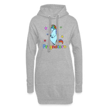 Schwangeres Einhorn - Pregnacorn - Hoodie-Kleid - Grau meliert - Vorne