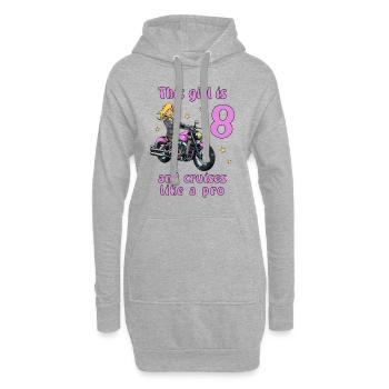 Chemise d’anniversaire Moto - 8 Birthday Girl - Sweat-shirt à capuche long Femme - gris chiné - Devant