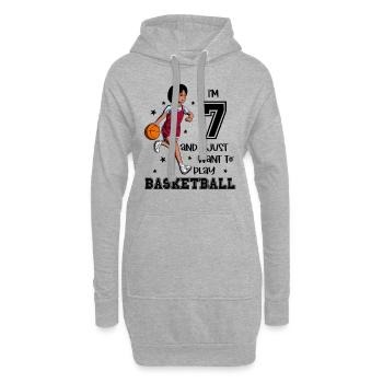 Une fille joue au basket-ball - J’ai 7 ans - Sweat-shirt à capuche long Femme - gris chiné - Devant