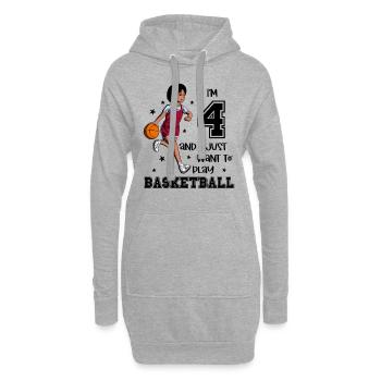 Une fille joue au basket-ball - J’ai 4 ans - Sweat-shirt à capuche long Femme - gris chiné - Devant