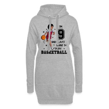 Une fille joue au basket-ball - J’ai 9 ans - Sweat-shirt à capuche long Femme - gris chiné - Devant