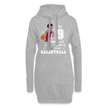 Un garçon joue au basketball - J’ai 9 ans - Sweat-shirt à capuche long Femme - gris chiné - Devant
