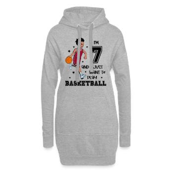 Un garçon joue au basket-ball - J’ai 7 ans - Sweat-shirt à capuche long Femme - gris chiné - Devant