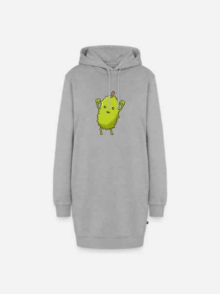 Kawaii Comic Durian - Hoodie-Kleid - Grau meliert