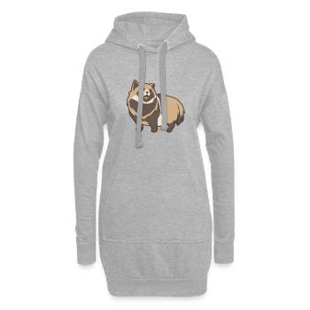 Chien raton laveur Kawaii - Sweat-shirt à capuche long Femme - gris chiné - Devant